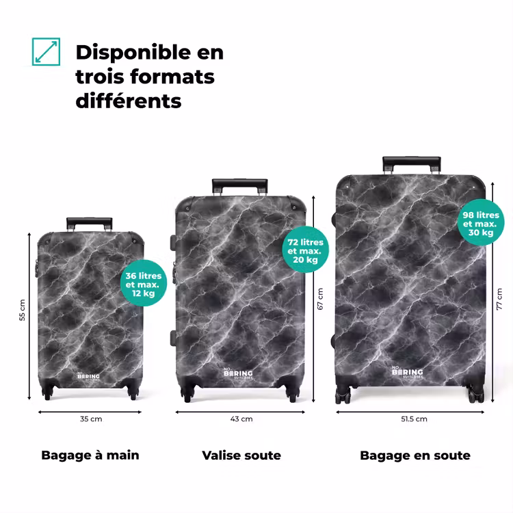 Valise - Gris foncé - Eclair - Marbre — 3