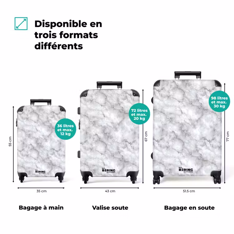 Valise - Gris - Marbre - Classique - Veines — 3
