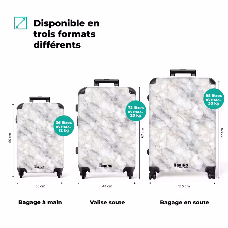 Valise - Gris - Marbre - Détaillé — 3
