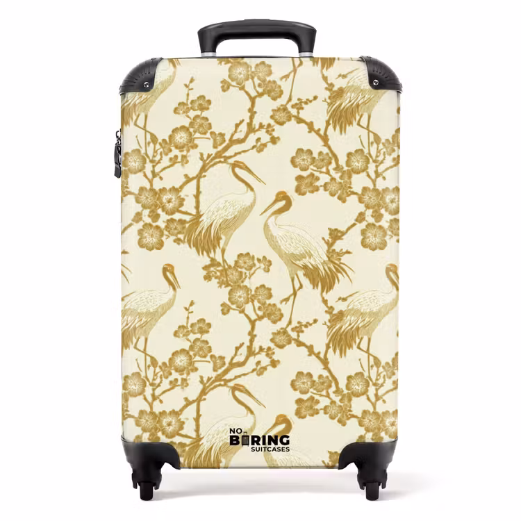 Valise - Grues - Fleurs de cerisier - Or — 1