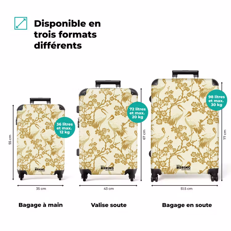 Valise - Grues - Fleurs de cerisier - Or — 3