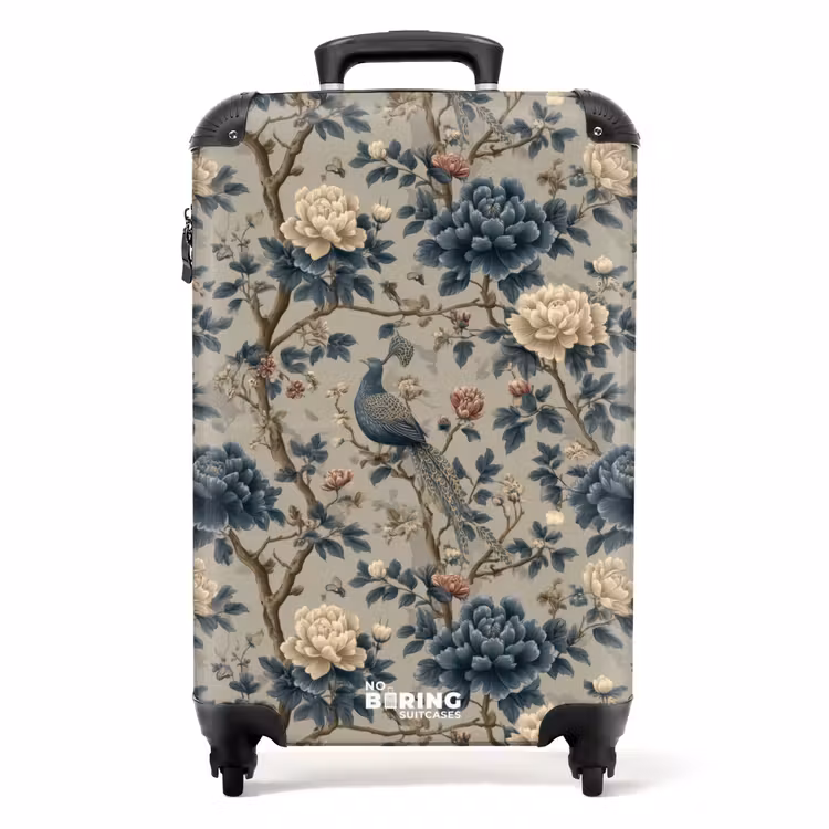 Valise - Paon - Fleurs - Bleu — 1