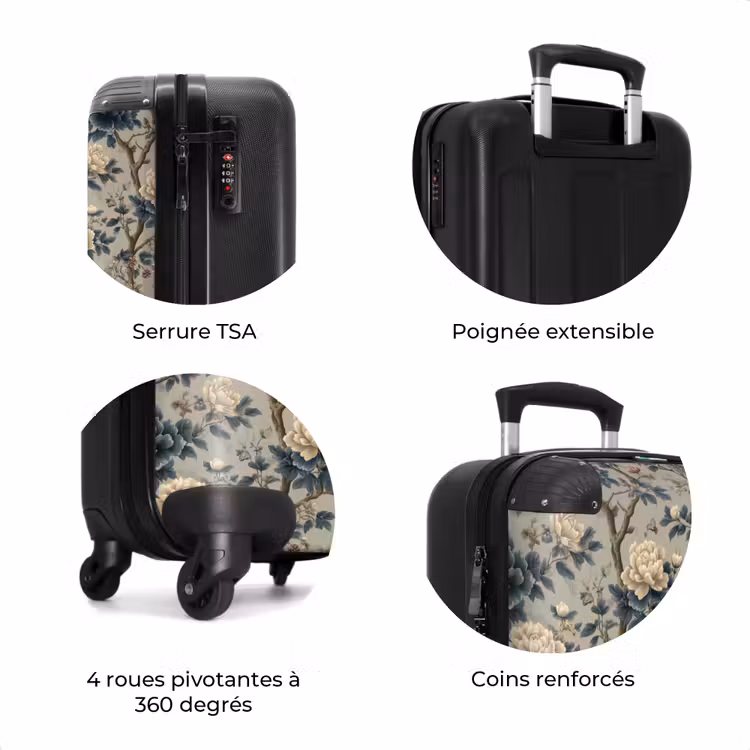 Valise - Paon - Fleurs - Bleu — 8