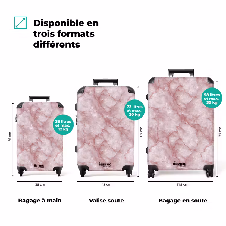 Valise - Rose - Marbre de quartz - Veines — 3