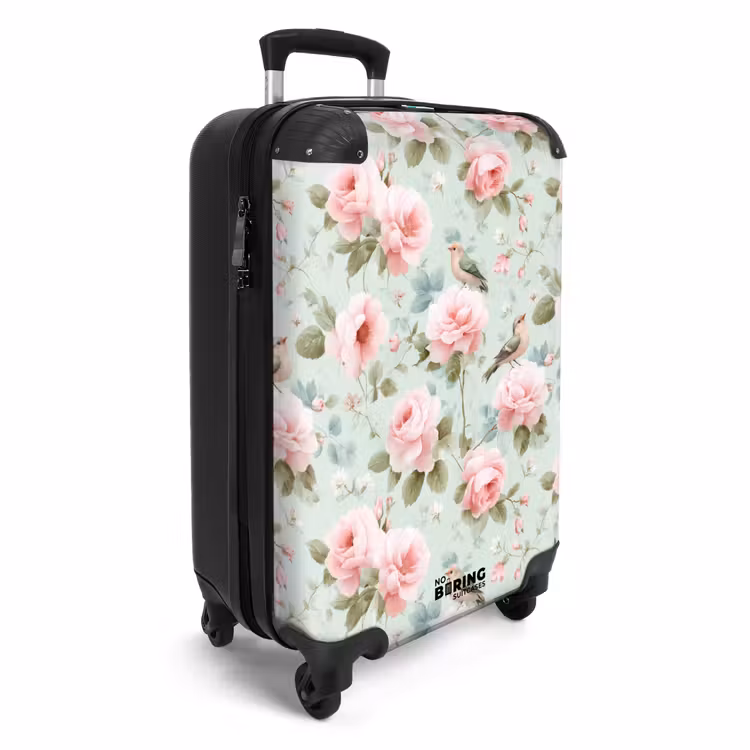 Valise - Roses - Oiseaux - Pastel - Coloré — 2