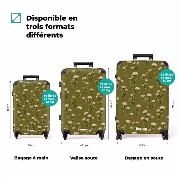 Valise - Rustique - Fleurs - Vert — 3