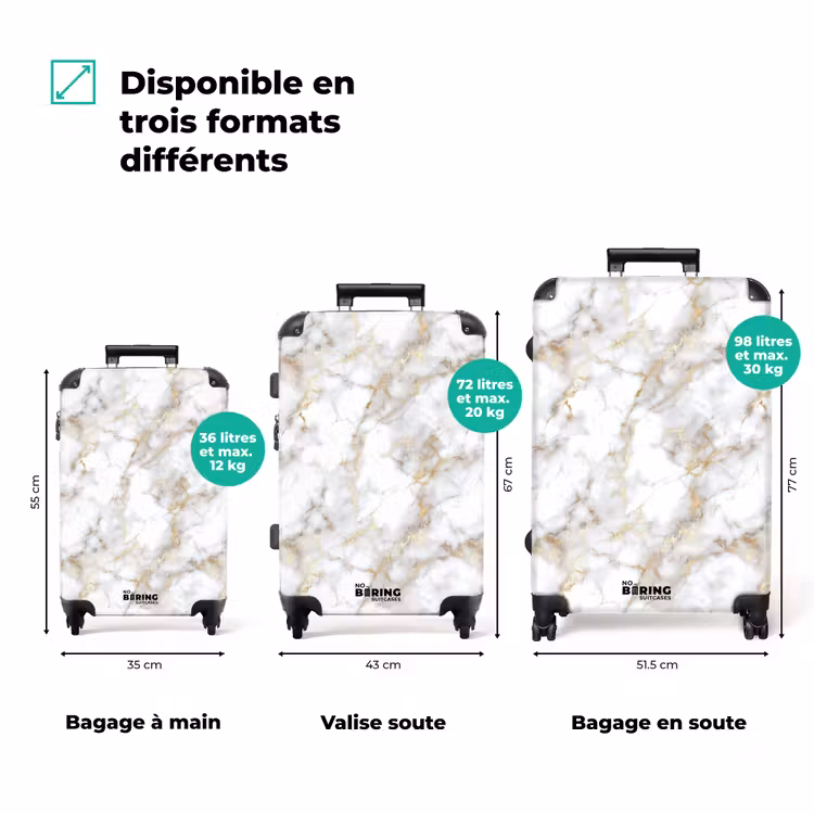 Valise - Veines d'or - Marbre - Blanc — 3