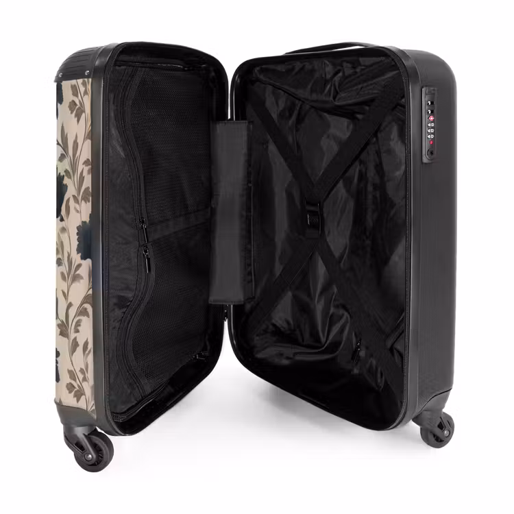 Valise - Motif - Fleurs - Noir - Beige — 5