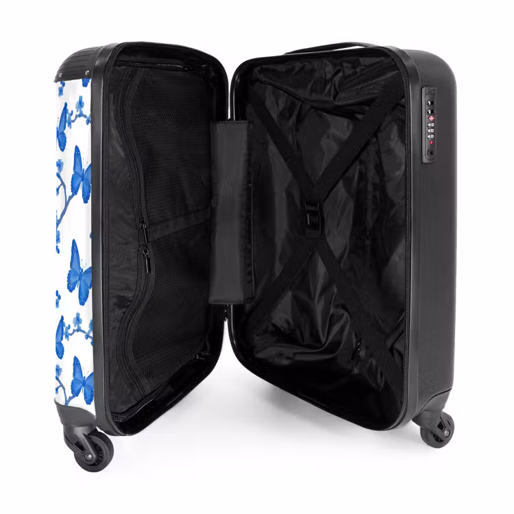 Valise - Papillon - Fleurs - Bleu — 5