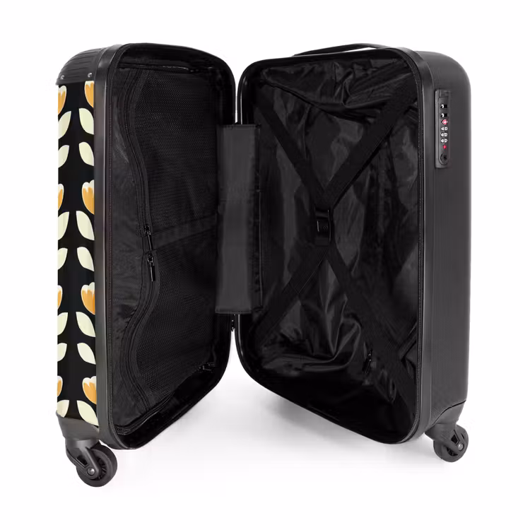 Valise - Retro - Fleur - Noir - Jaune ocre — 5