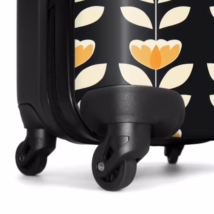Valise - Retro - Fleur - Noir - Jaune ocre — 7