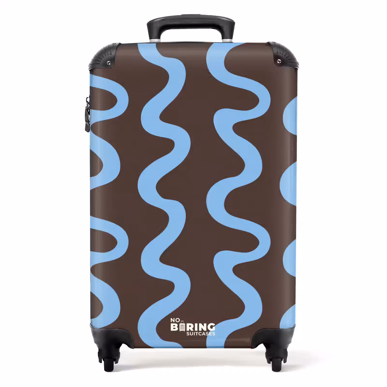 Valise - Lignes sinueuses - Bleu - Marron - Minimaliste — 1