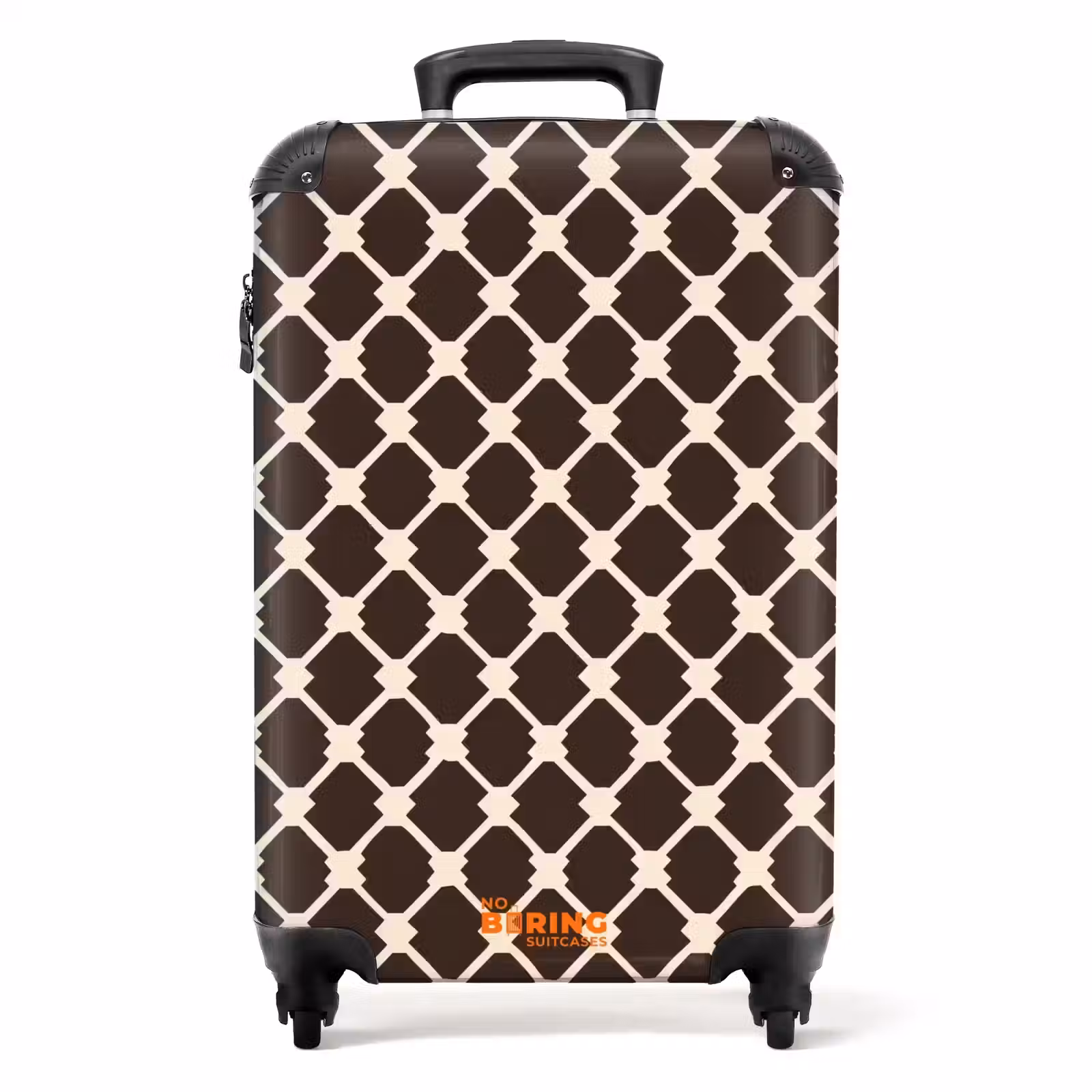 Valise - Marron - Motif à carreaux - Géométrique — 1