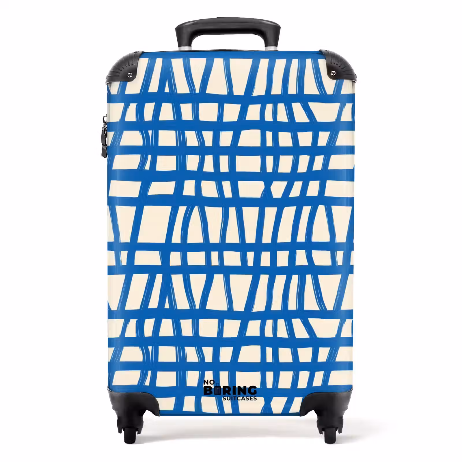 Valise - Motif à carreaux - Bleu - Crème — 1