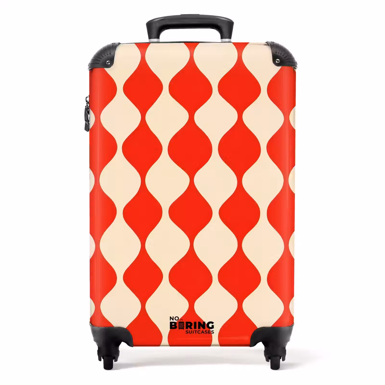 Valise - Motif ondulé - Rétro - Rouge - Beige — 1