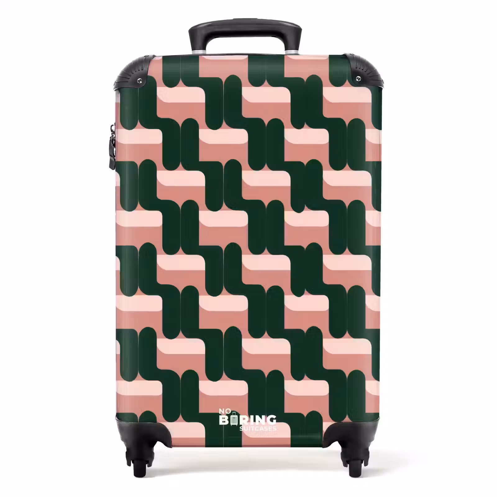 Valise - Motif tressé - Vert - Rose - Géométrique — 1