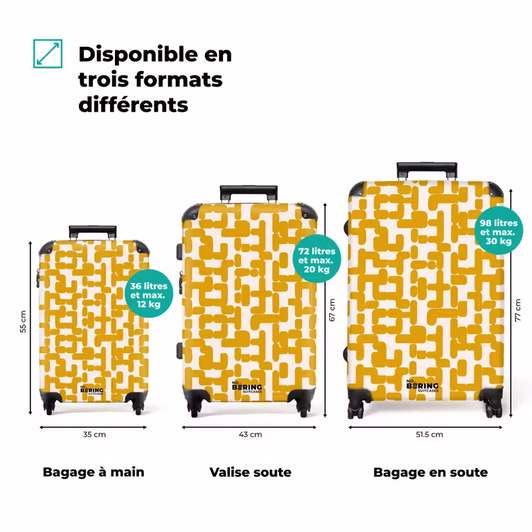 Valise - Jaune - Beige - Motif — 3