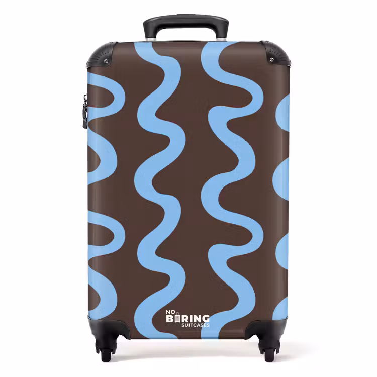 Valise - Lignes sinueuses - Bleu - Marron - Minimaliste — 1
