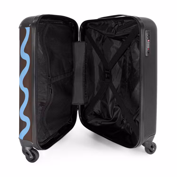 Valise - Lignes sinueuses - Bleu - Marron - Minimaliste — 5