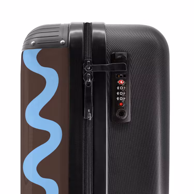 Valise - Lignes sinueuses - Bleu - Marron - Minimaliste — 6