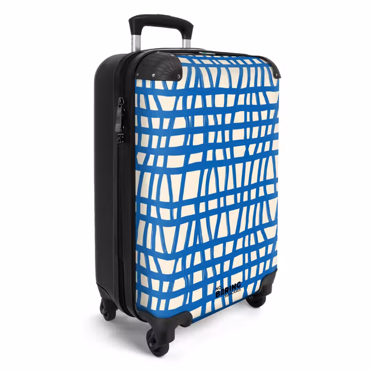 Valise - Motif à carreaux - Bleu - Crème — 2