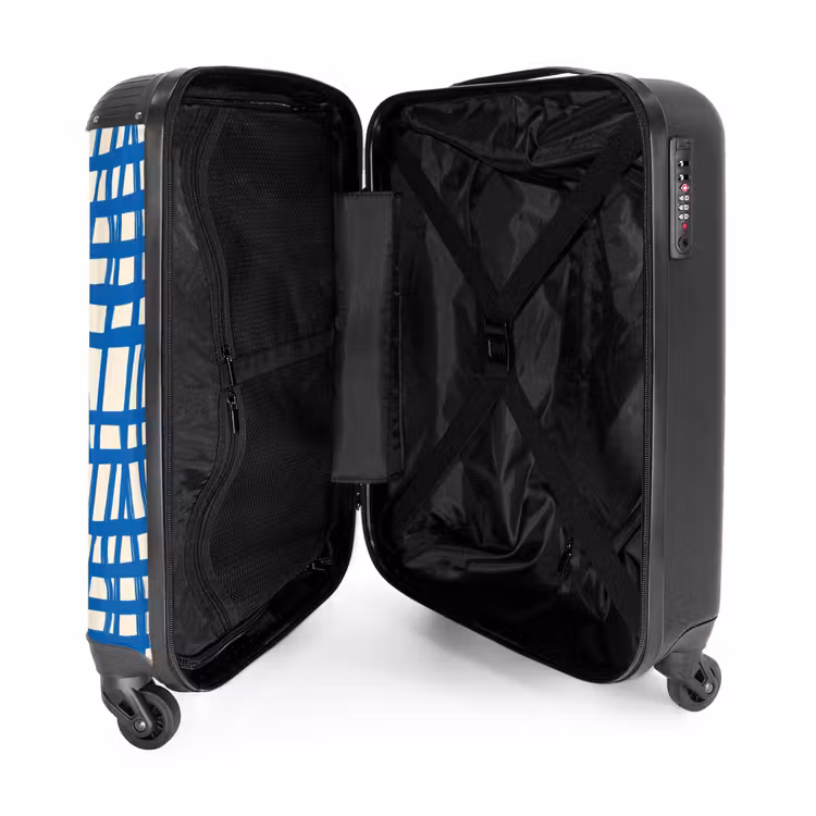Valise - Motif à carreaux - Bleu - Crème — 5