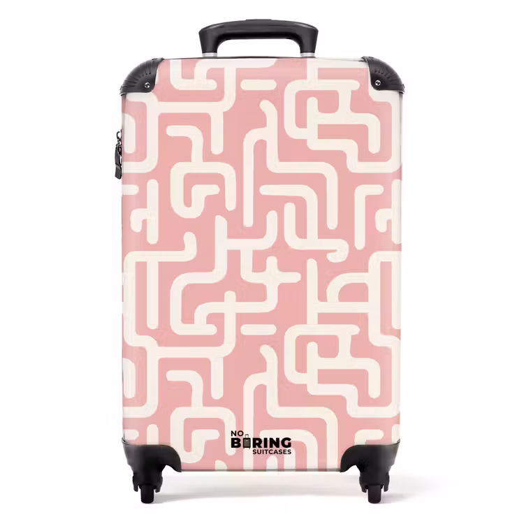 Valise - Motif de labyrinthe - Rose - Blanc - Abstrait — 1