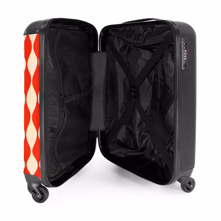 Valise - Motif ondulé - Rétro - Rouge - Beige — 5