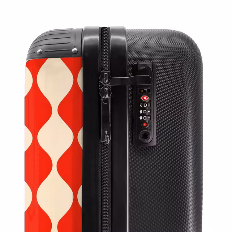 Valise - Motif ondulé - Rétro - Rouge - Beige — 6