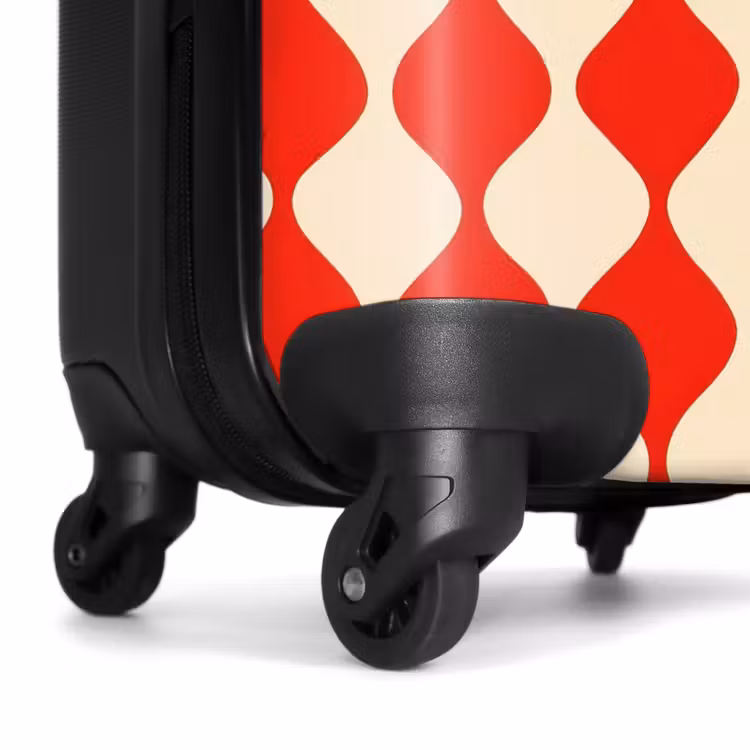 Valise - Motif ondulé - Rétro - Rouge - Beige — 7