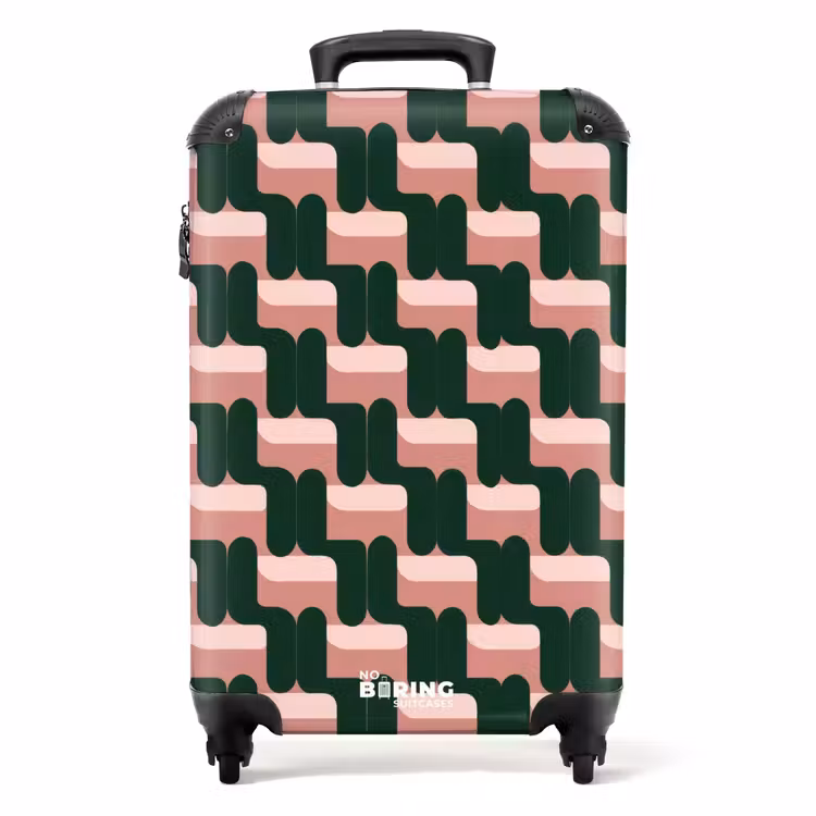 Valise - Motif tressé - Vert - Rose - Géométrique — 1