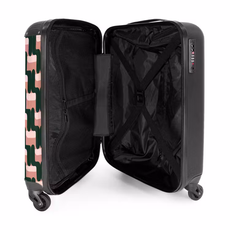 Valise - Motif tressé - Vert - Rose - Géométrique — 5