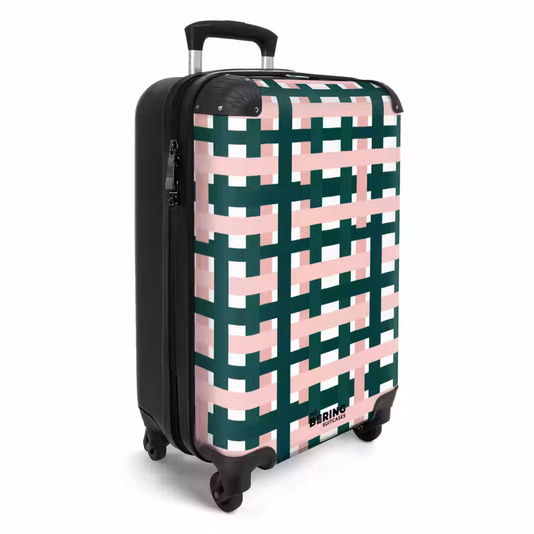 Valise - Motif tressé - Vert - Rose - Graphique — 2