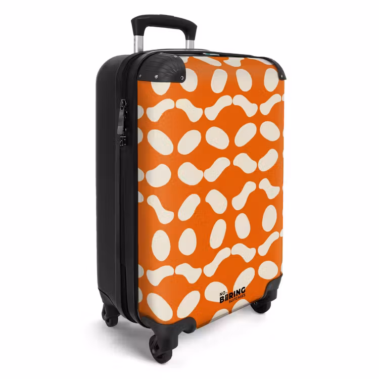 Valise - Orange - Motif à carreaux - Blanc — 2