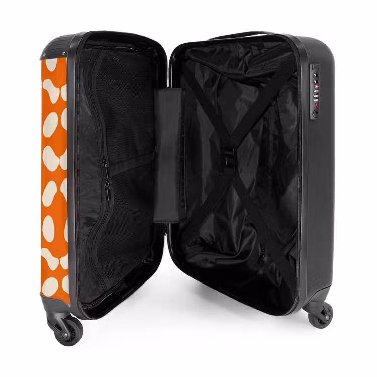 Valise - Orange - Motif à carreaux - Blanc — 5