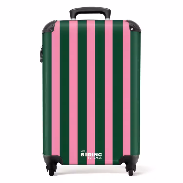Valise - Rayures verticales - Vert - Rose — 1