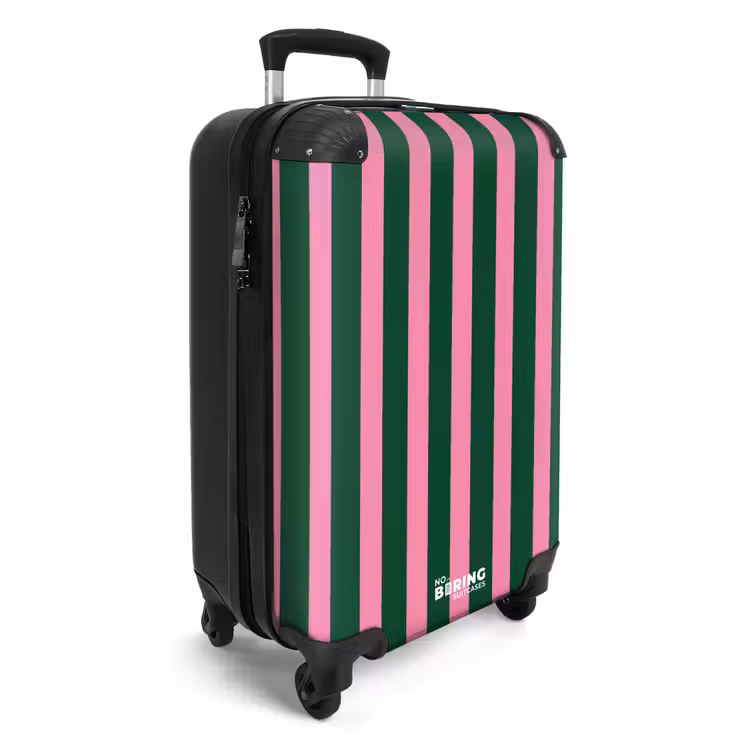 Valise - Rayures verticales - Vert - Rose — 2