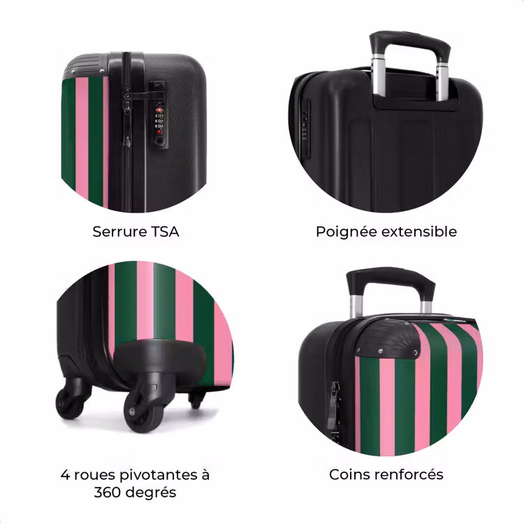 Valise - Rayures verticales - Vert - Rose — 8