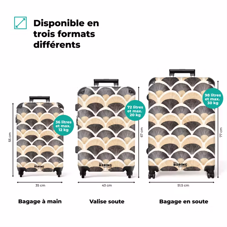 Valise - Ventilateur - Motif - Noir - Beige — 3