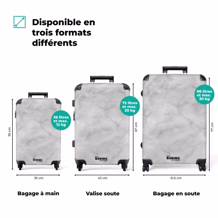 Valise - Gris - Marbre - Mat — 3