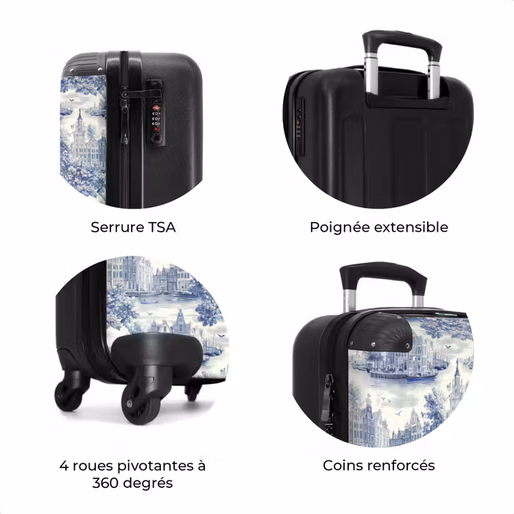 Valise - Maisons - Arbres - Eau - Oiseaux - Bleu — 8
