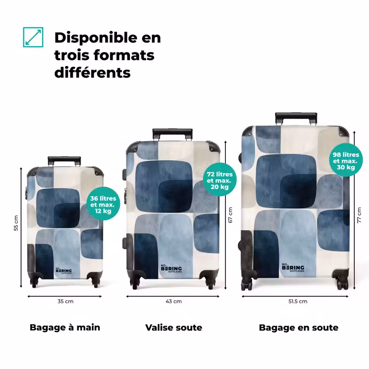 Valise - Motif - Bleu - Carrés — 3
