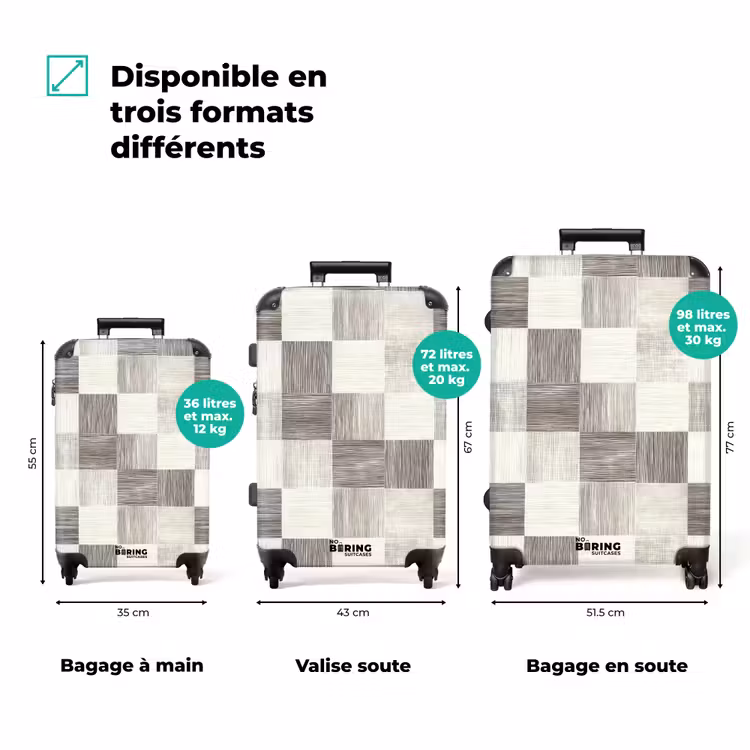 Valise - Motif - damier - grain de bois — 3