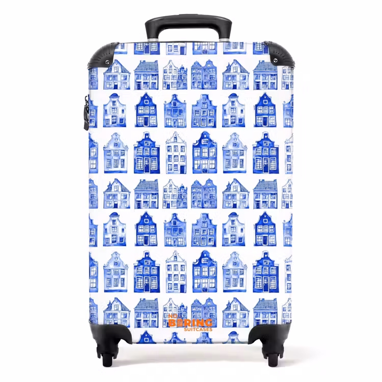Valise - Motif - Maisons - Bleu — 1