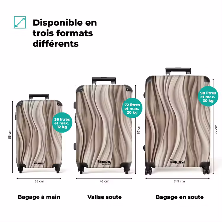Valise - Ondes - 3D - Crème — 3