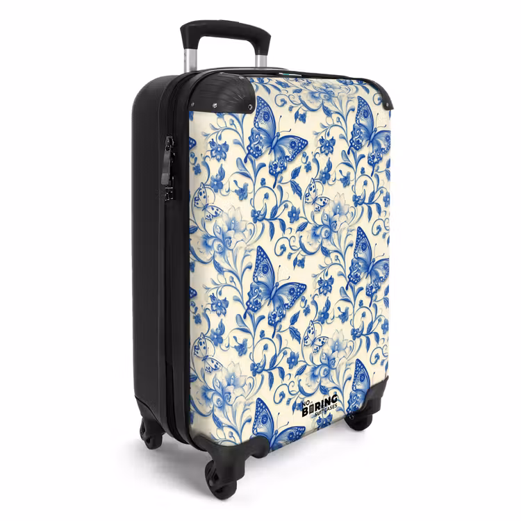Valise - Papillons - Fleurs - Bleu - Botanique — 2