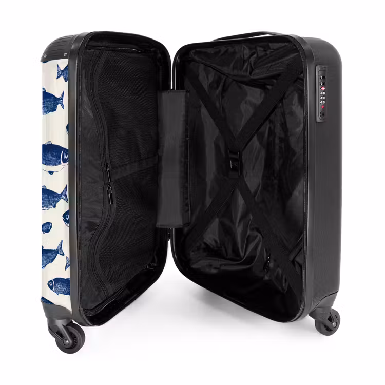 Valise - Poisson - Motif - Bleu - Blanc — 5