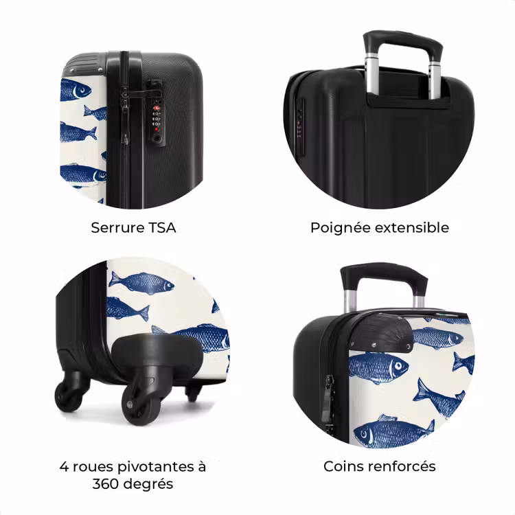 Valise - Poisson - Motif - Bleu - Blanc — 8
