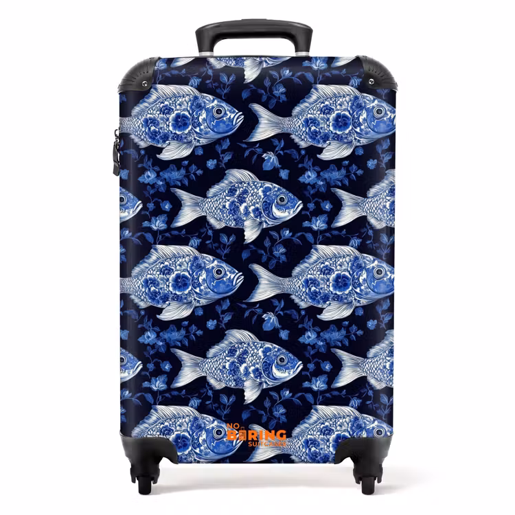 Valise - Poissons - Fleurs - Bleu — 1