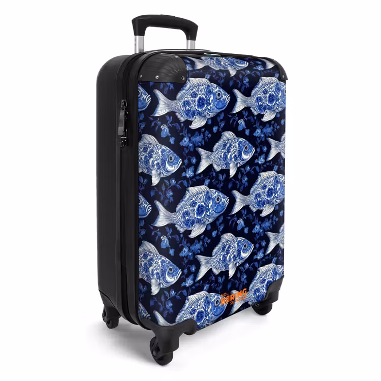 Valise - Poissons - Fleurs - Bleu — 2